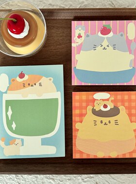 少女岛原创猫咪可爱便签本彩色甜品卡通小猫三款