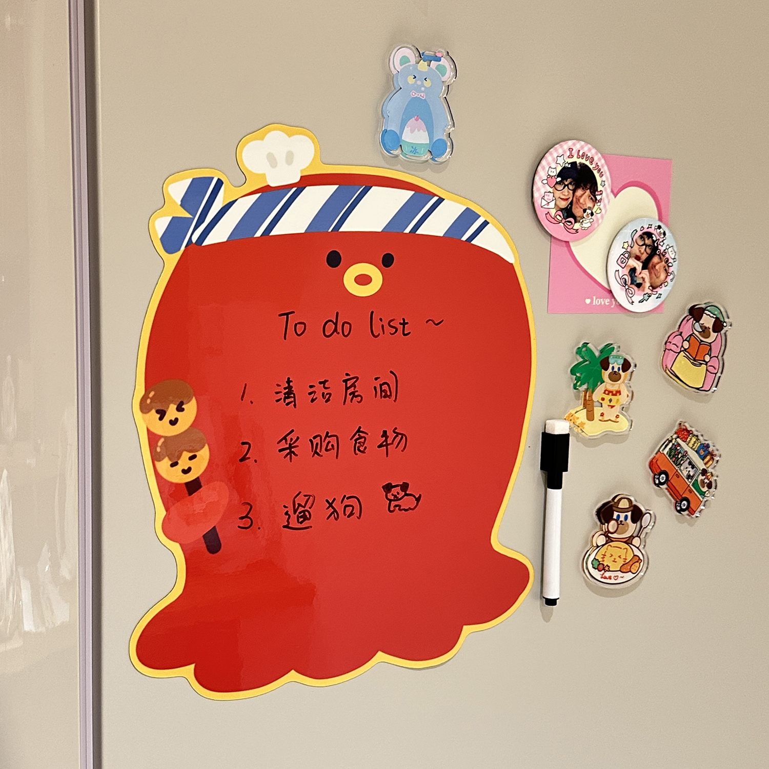 少女岛原创深夜食堂系列可爱章鱼烧磁性写字板留言板冰箱贴礼物