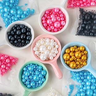 金色白色彩色糖珠生日蛋糕装 扮 饰摆件冰淇淋烘焙甜品圆珠糖豆装