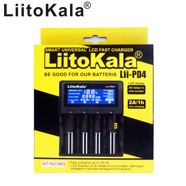 LiitoKala Lii-PD4 18650 26650 21700 4槽 锂电池 LCD充电器