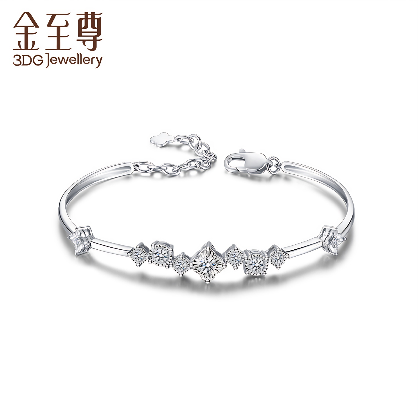 金至尊官方正品闪醉pt950手镯
