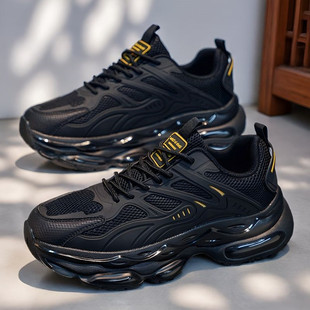 2026新款春季男鞋黑色老爹鞋男士运动休闲厚底增高学生旅游鞋潮鞋