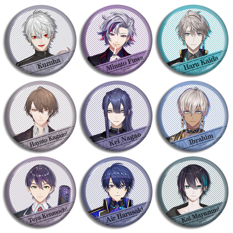 彩虹社 成员角色徽章 葛叶 不破凑 弦月藤士郎 吧唧周边现货