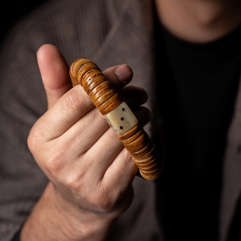 复刻.嘎嘎 卡杰格朵藏式老料牦牛骨佛珠手串男牛骨灵骨盘玩单圈