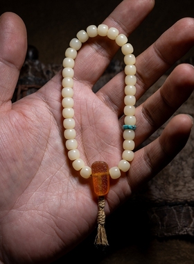 卡杰格朵.小规格驼骨玉化黄料 佛珠手串骨盘玩文玩骆驼骨单圈手链