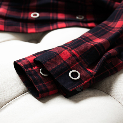 外套春秋红色格子衬衫女休闲宽松