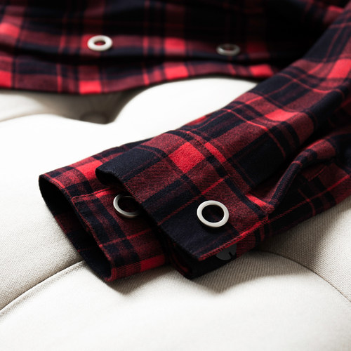 外套春秋红色格子衬衫女休闲宽松