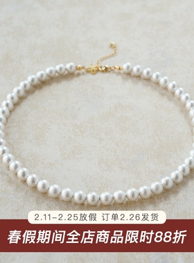 棉花珍珠/日本进口棉花珍珠项链 复古法式优雅锁骨链毛衣链女