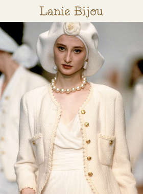 超大颗棉花珍珠复古小香风项链女