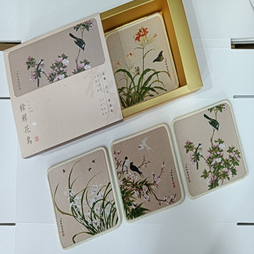 花鸟丝绸杯垫中国特色礼品送老外