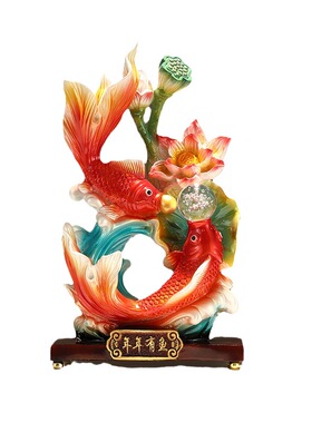 年年有鱼树脂摆件国风大气祝福招财轻奢高级创意锦鲤装饰如鱼得水