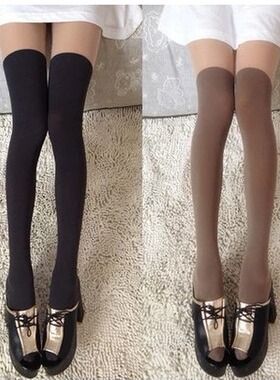 2b春秋款 长筒学生女袜子性感黑色天鹅绒大腿过膝袜纯色高筒