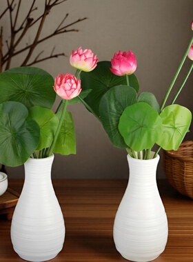 仿真花荷花假花摆设客厅餐桌装饰品插花束花艺摆件高级感逼真
