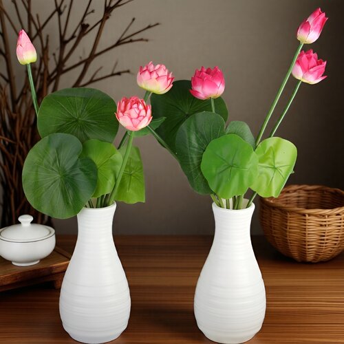 仿真花荷花假花摆设客厅餐桌装饰品插花束花艺摆件高级感逼真