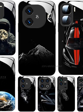 玻璃手机壳适用OPPO IQoo13 12 11 10 neo9 8 pro 简约黑色设计