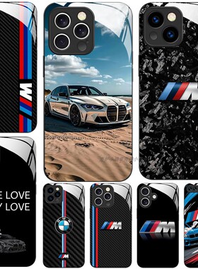 玻璃手机壳适用苹果iPhone 17 16 16e15 14Pro12Max13Pro11XS XR X7 8plus 宝马M2M3M5条纹