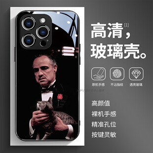 玻璃手机壳适用苹果17iPhone16Pro15Max13Pro12XS14XR11X FATHER2 教父电影GOD