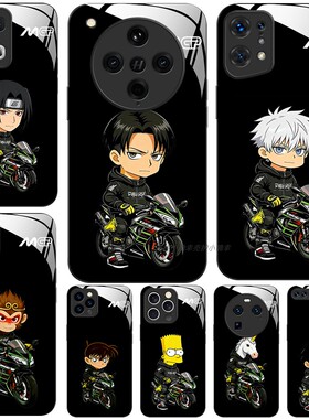 玻璃手机壳适用OPPO FINDX8 PRO X7X6X5X3RENO13RPO12 11K12K11K10  机车卡通动漫系列原创