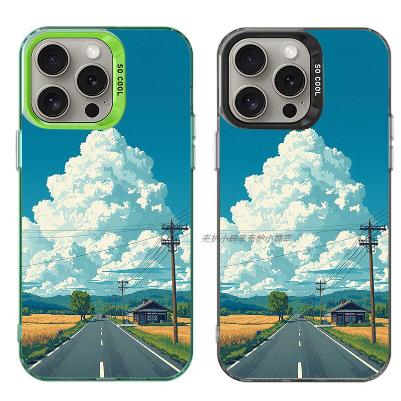 大孔硬壳手机壳适用苹果iPhone17Pro16Max13Pro15XS14XR8X7plus12SE11 治愈乡村公路