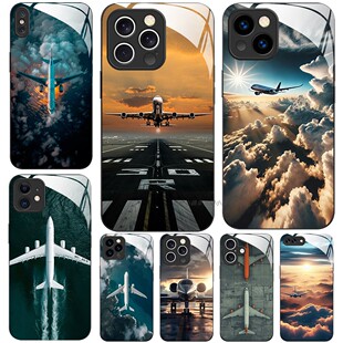 16e15 14Pro12Max13Pro11XS 玻璃手机壳适用苹果iPhone 8plus 客机飞机