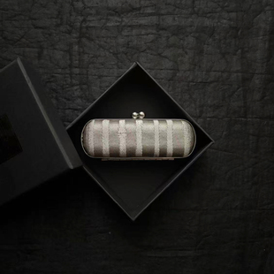 银色竹节纹迷你首饰盒 妍制 便携戒指盒印章唇膏盒国风随手礼