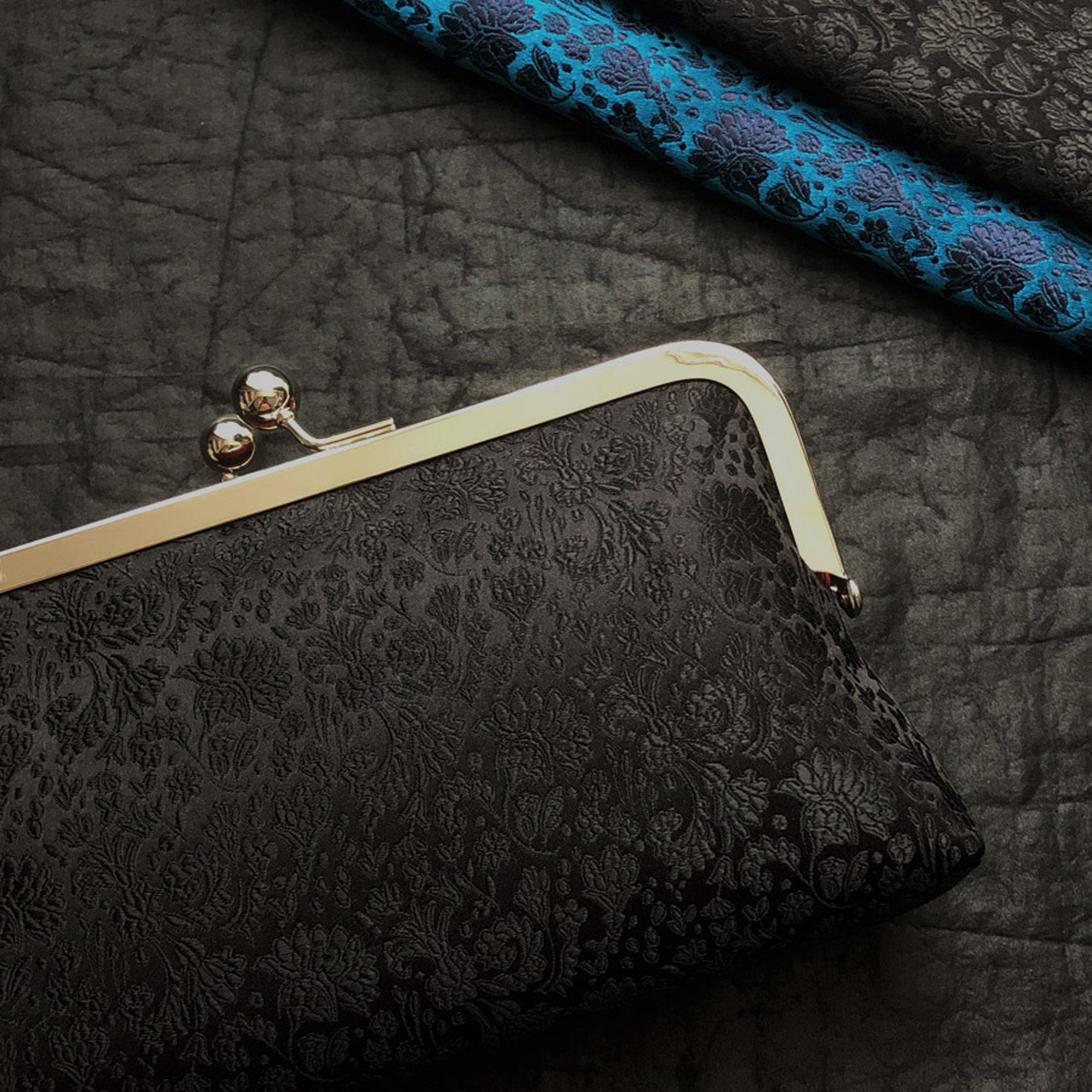 质感素黑色丝绸包 简约优雅旗袍手包手拎手拿宴会口金包手工 妍制