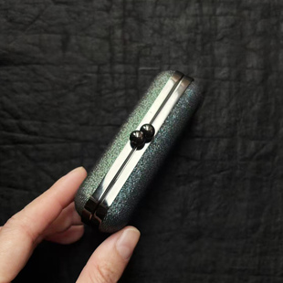 蓝绿拼色迷你首饰盒 妍制 便携戒指盒复古印章盒唇膏盒精美随手礼