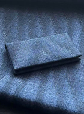 蓝色素雅手织蚕丝布艺卡包名片夹