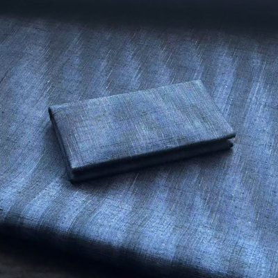 蓝色素雅手织蚕丝布艺卡包名片夹