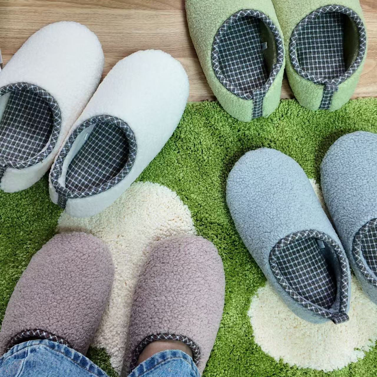 外贸出口羊羔毛家居棉鞋防滑居家月子鞋