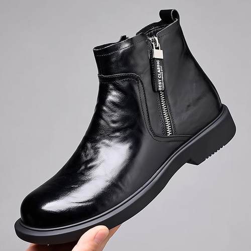 切尔西靴男冬季保暖真皮马丁靴
