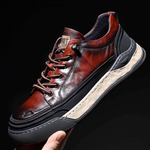 厚底休闲百搭皮鞋 欧洲站男鞋 潮鞋 高级感真皮头层牛皮春季 2026新款