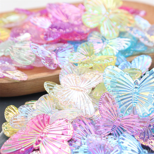 镀彩AB蝴蝶结手工DIY饰品配件自制挂饰吊坠车挂发饰头饰手链辅料