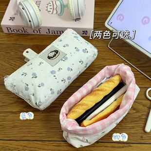 小红书同款小碎花笔袋高颜值ins可爱卡通小猫学生文具收纳袋