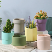 Керамический моранди Pure Color Pot Geometric Plane Sub -Европейский исследование зеленое растение цветочное полинут балкон -галлон горшок