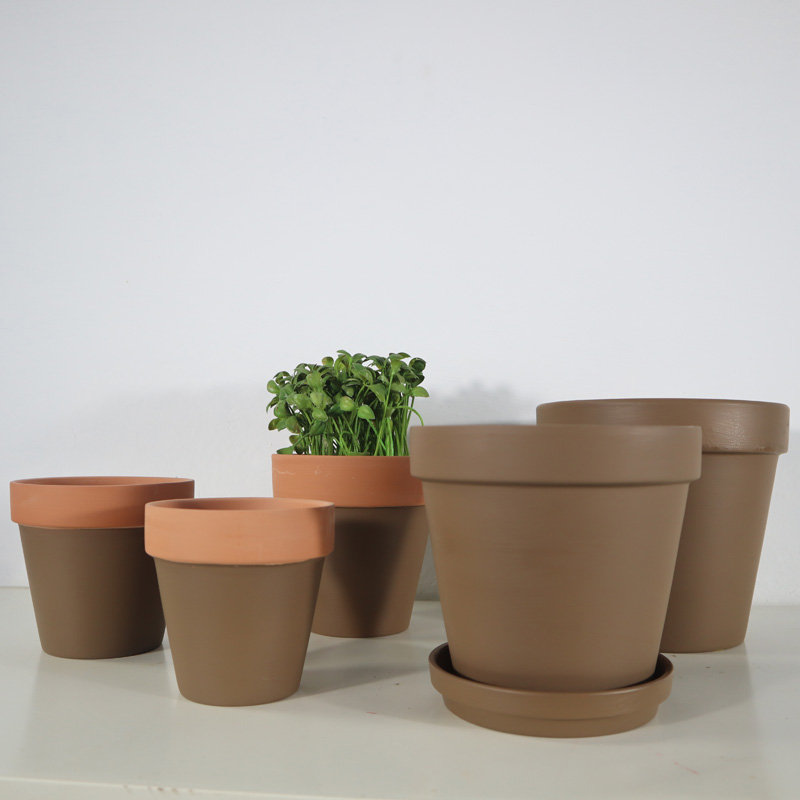 陶瓷棕色北欧风格咖啡色红陶花盆