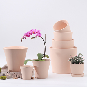 北欧暗调肉粉色陶瓷花盆淡粉大小号素烧透气陶土盆蝴蝶兰多肉绿植