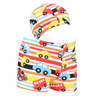 分体游泳衣小孩宝宝中小儿童平角游泳裤 批发卡通泳帽儿童泳裤 套装