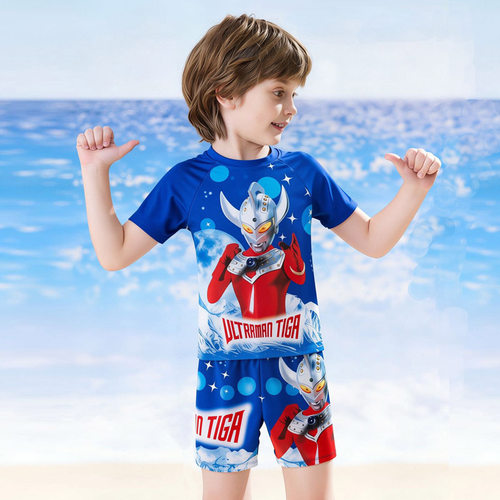 JM尐芈奥特曼男童分体防晒泳衣