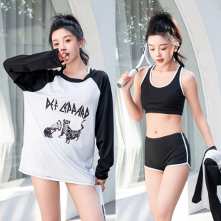 性感温泉泳装 新款 比基尼泳衣女保守游泳衣三件套学生遮肚运动韩版