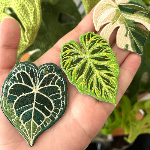 热带植物刺绣胸针龟背竹手工徽章
