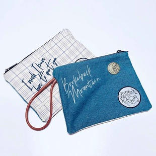 断背山手拿包电影周边文创礼物手绘刺绣送金属胸针创意帆布收纳包