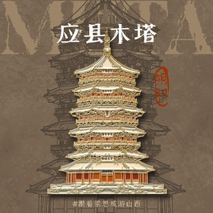 山西古建文创冰箱贴应县木塔佛光寺晋祠旅游纪念品礼物金属磁贴