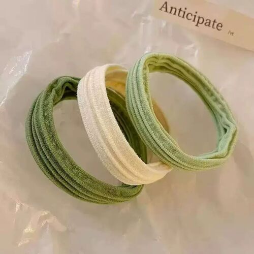 加粗加厚!复古高弹力橡橡皮筋发绳日韩ins发圈抹茶绿高级不塌马尾