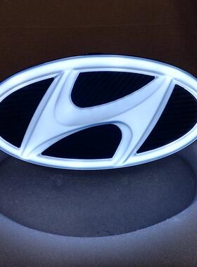 适用现代LED发光车标 I30 IX35索纳塔圣达菲酷派途胜车标志改装灯