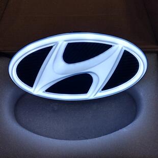 灯 IX35索纳塔圣达菲酷派途胜车标志改装 适用现代LED发光车标 I30