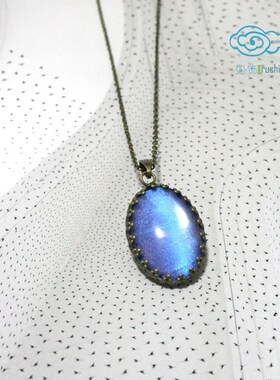 蓝闪真蝴蝶翅膀原创设计风吊坠