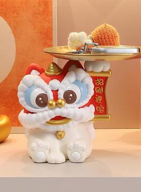 国潮醒狮入户玄关钥匙收纳摆件客厅家居喜庆装饰乔迁新居新年礼物