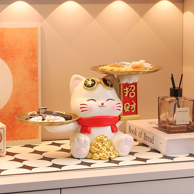 招财猫摆件进门口玄关钥匙收纳