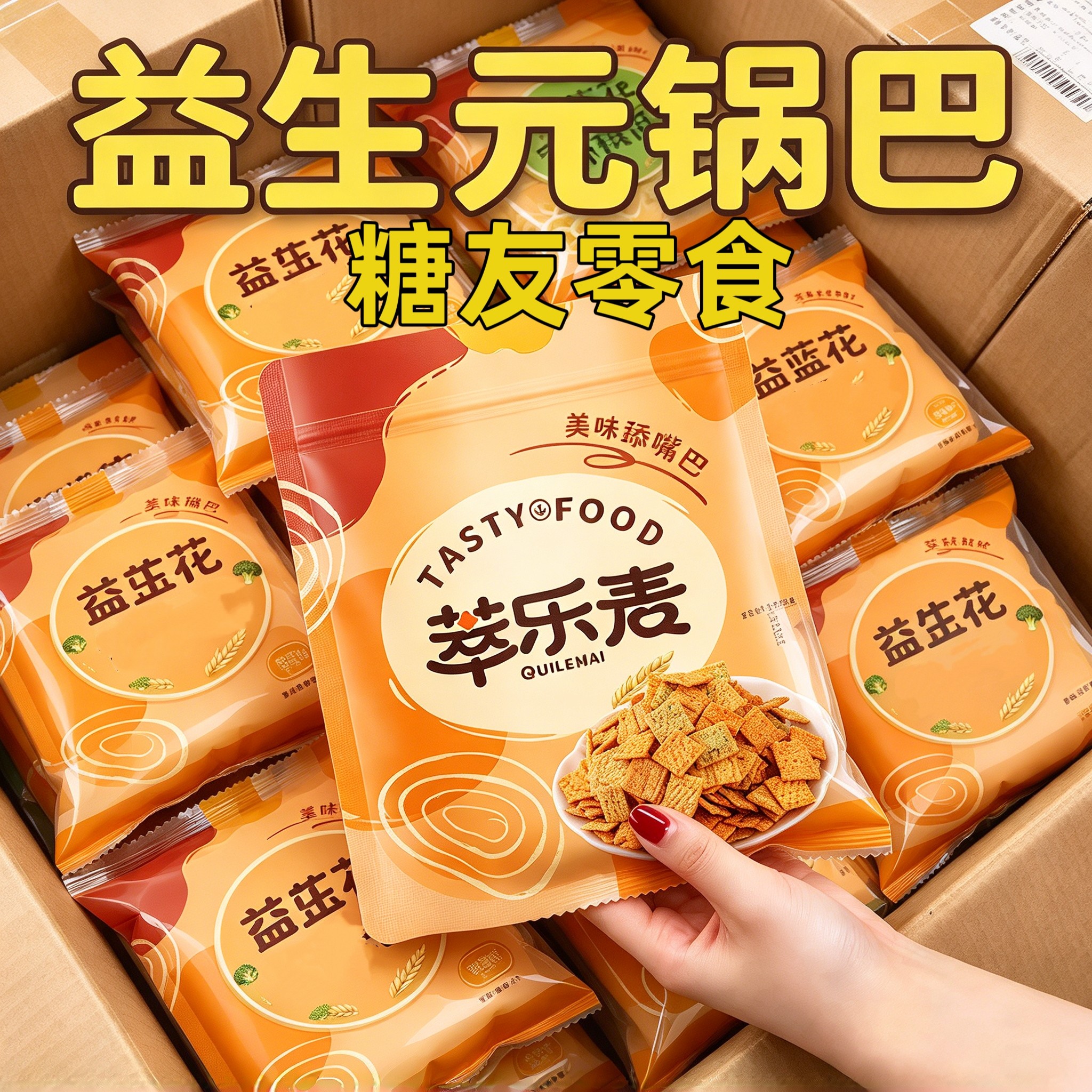 糖尿人专用零食品可以吃的无糖精益生元锅巴老人儿童孕妇糖友饱腹